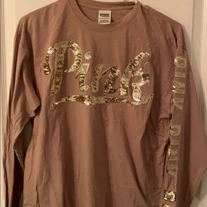 Tan gold sequined shirt